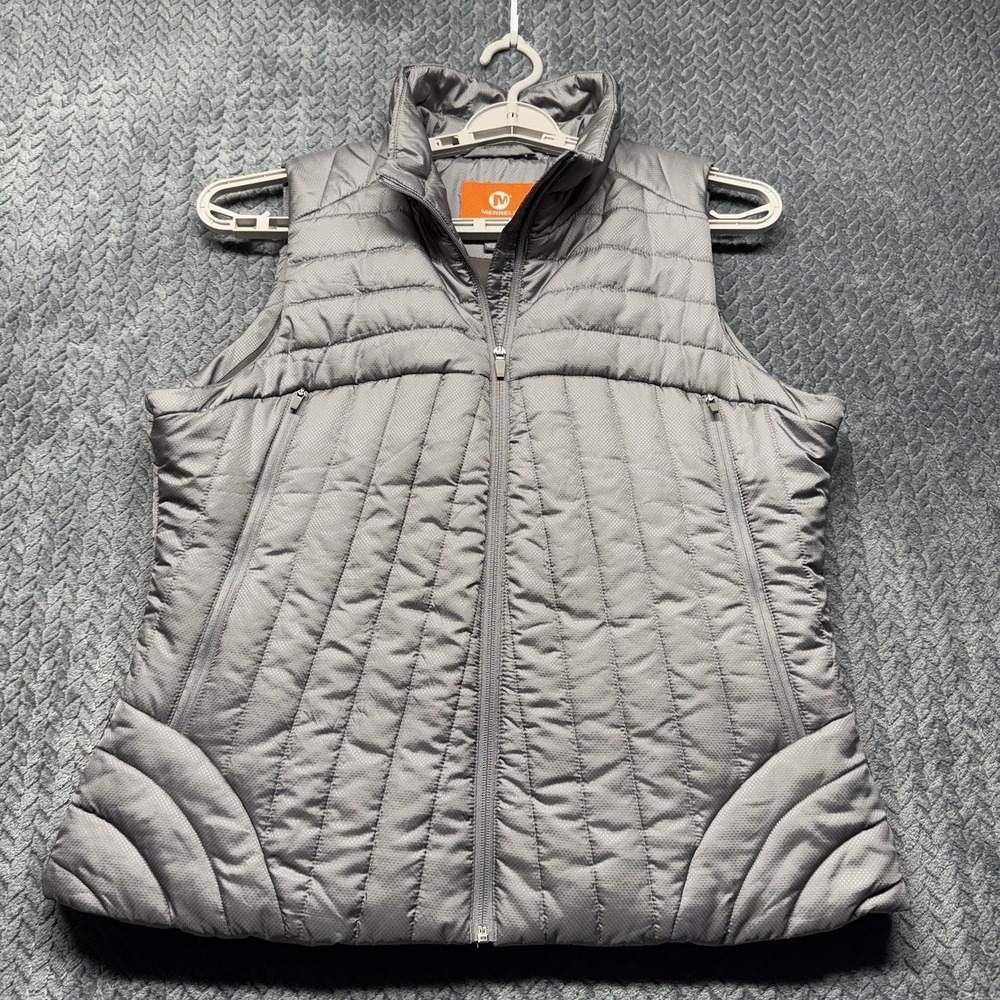 Merrell Women's Puffer Vest XL Gray Insulated M-Select Dry Thinsulate Quilted